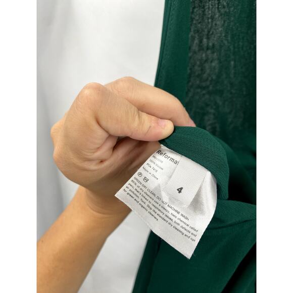 Reformation 4 Sofi Georgette Jumpsuit Emerald Green Wide Leg - Picture 6 of 7